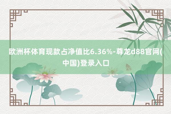 欧洲杯体育现款占净值比6.36%-尊龙d88官网(中国)登录入口