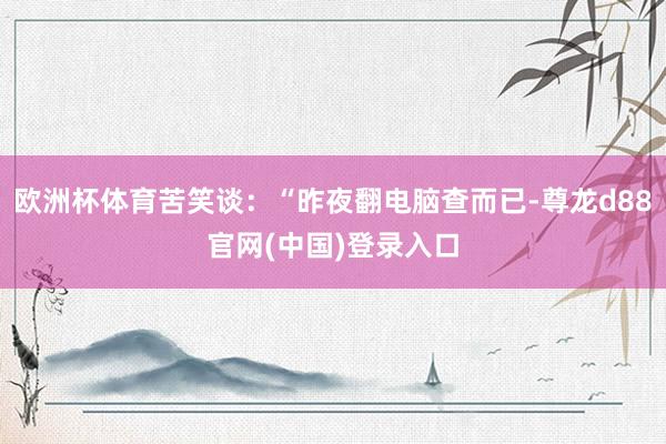 欧洲杯体育苦笑谈：“昨夜翻电脑查而已-尊龙d88官网(中国)登录入口