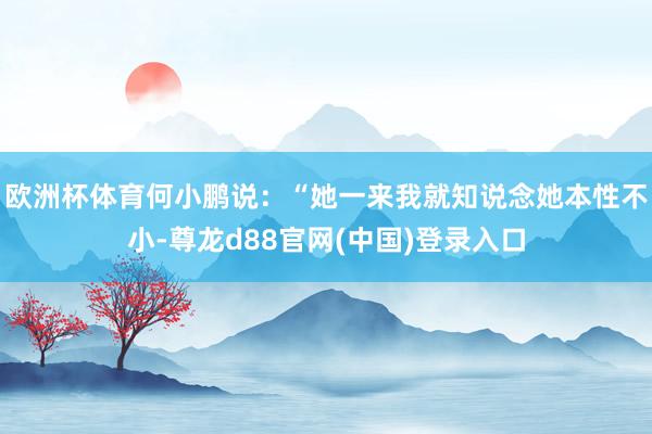 欧洲杯体育何小鹏说：“她一来我就知说念她本性不小-尊龙d88官网(中国)登录入口