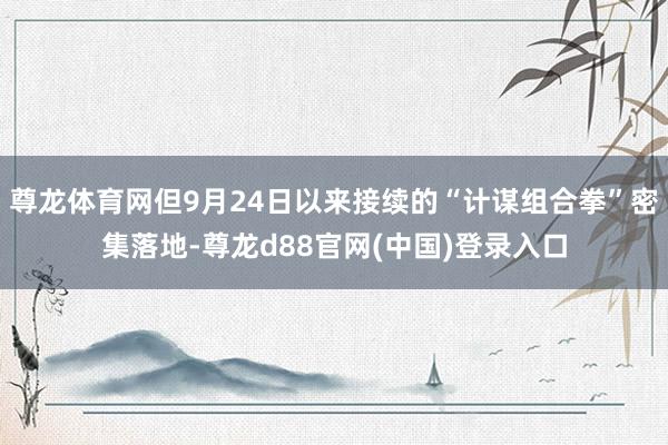 尊龙体育网但9月24日以来接续的“计谋组合拳”密集落地-尊龙d88官网(中国)登录入口