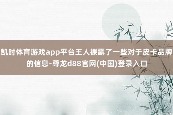 凯时体育游戏app平台王人裸露了一些对于皮卡品牌的信息-尊龙d88官网(中国)登录入口