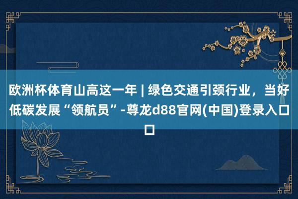 欧洲杯体育山高这一年 | 绿色交通引颈行业，当好低碳发展“领航员”-尊龙d88官网(中国)登录入口