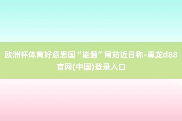 欧洲杯体育好意思国“能源”网站近日称-尊龙d88官网(中国)登录入口