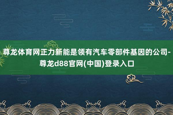 尊龙体育网正力新能是领有汽车零部件基因的公司-尊龙d88官网(中国)登录入口