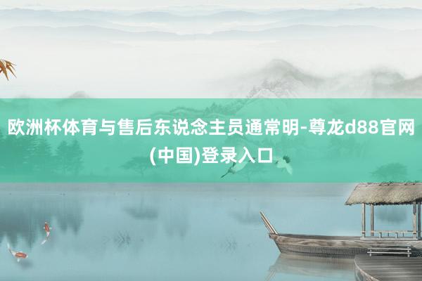 欧洲杯体育与售后东说念主员通常明-尊龙d88官网(中国)登录入口