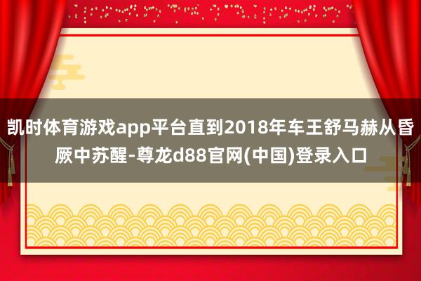 凯时体育游戏app平台直到2018年车王舒马赫从昏厥中苏醒-尊龙d88官网(中国)登录入口