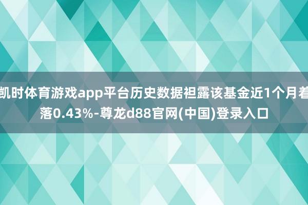 凯时体育游戏app平台历史数据袒露该基金近1个月着落0.43%-尊龙d88官网(中国)登录入口