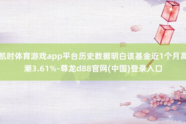 凯时体育游戏app平台历史数据明白该基金近1个月高潮3.61%-尊龙d88官网(中国)登录入口