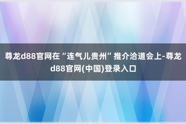 尊龙d88官网在“连气儿贵州”推介洽道会上-尊龙d88官网(中国)登录入口