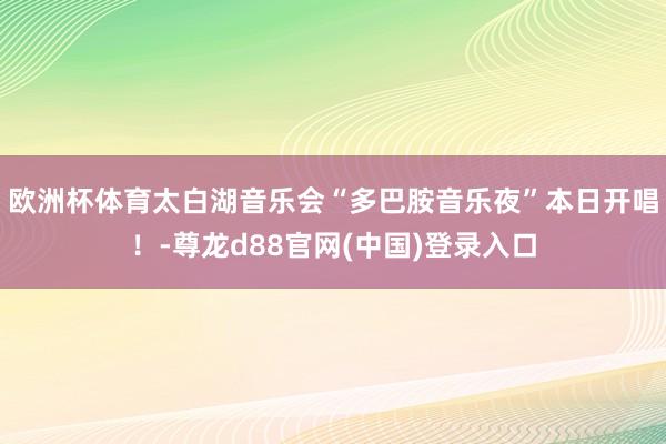 欧洲杯体育太白湖音乐会“多巴胺音乐夜”本日开唱！-尊龙d88官网(中国)登录入口