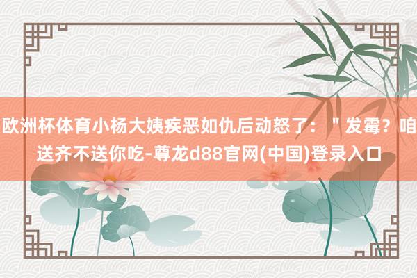 欧洲杯体育小杨大姨疾恶如仇后动怒了：＂发霉？咱送齐不送你吃-尊龙d88官网(中国)登录入口