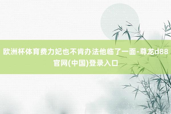 欧洲杯体育费力妃也不肯办法他临了一面-尊龙d88官网(中国)登录入口