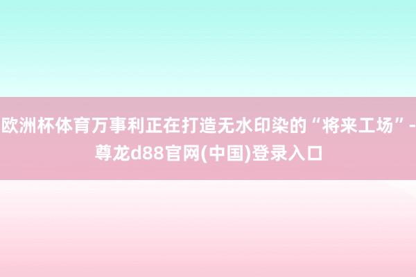 欧洲杯体育万事利正在打造无水印染的“将来工场”-尊龙d88官网(中国)登录入口
