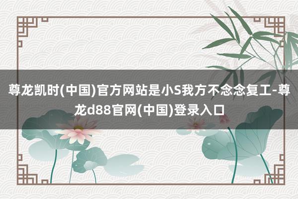 尊龙凯时(中国)官方网站是小S我方不念念复工-尊龙d88官网(中国)登录入口