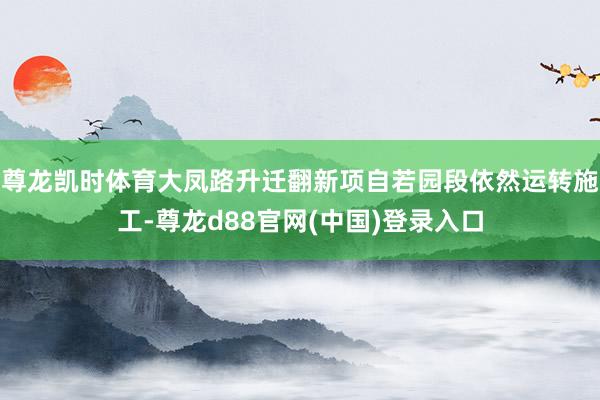 尊龙凯时体育大凤路升迁翻新项自若园段依然运转施工-尊龙d88官网(中国)登录入口