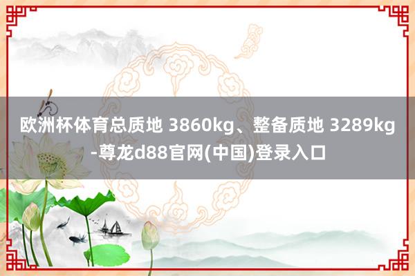 欧洲杯体育总质地 3860kg、整备质地 3289kg-尊龙d88官网(中国)登录入口