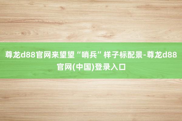 尊龙d88官网来望望“哨兵”样子标配景-尊龙d88官网(中国)登录入口