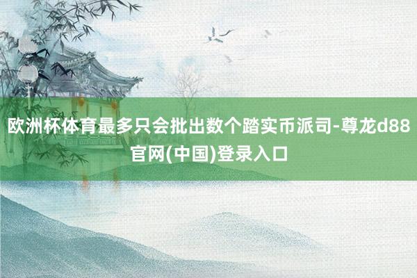 欧洲杯体育最多只会批出数个踏实币派司-尊龙d88官网(中国)登录入口